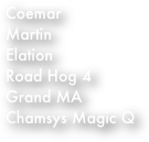 Coemar
Martin
Elation
Road Hog 4
Grand MA
Chamsys Magic Q

